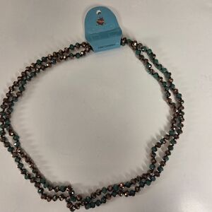 Chic Beaded Necklace in Teal and Bronze